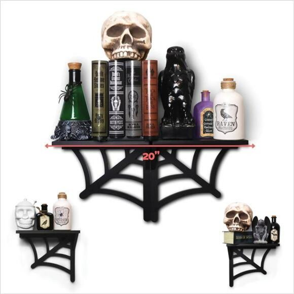 Set of 2 spider web floating shelves gothic wall shelf spooky home decor goth - Picture 3 of 8